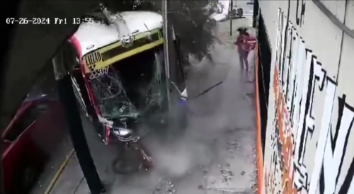 Pedestrian Becomes One With The Bus