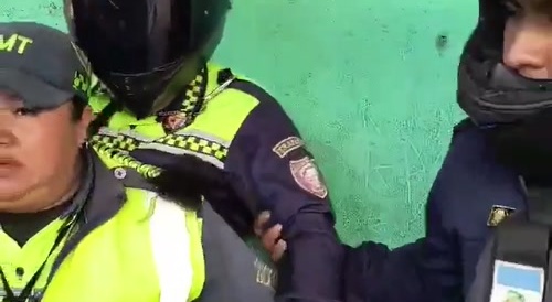 Pussy cop saved by fat lady