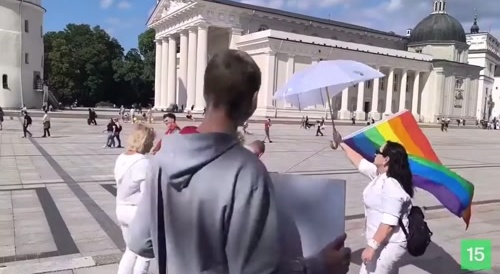 Rainbow Flag Guy Gets Violated and Punches Old Dude