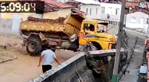 Man Runs For His Life As Truck Loses Control