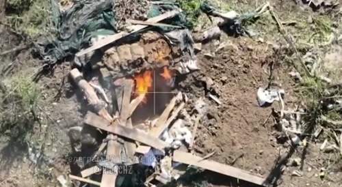 A kamikaze drone with incendiary ammunition flew into the dugout