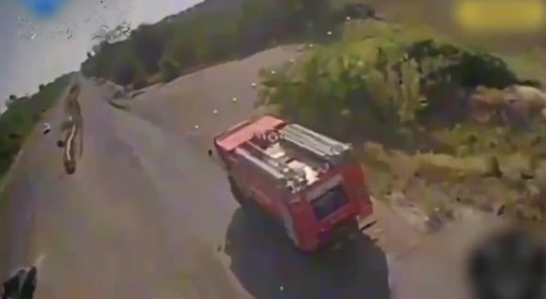 Resurfaced Video! Terrorists From Ukraine Blowing Up A Firetruck with a Drone In Donetsky.