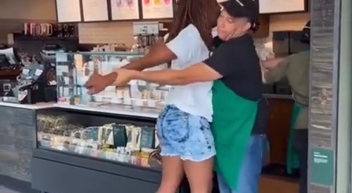 Angry Black Woman Running Wild in Starbucks