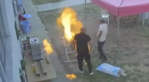 Idiot Lights Himself on Fire