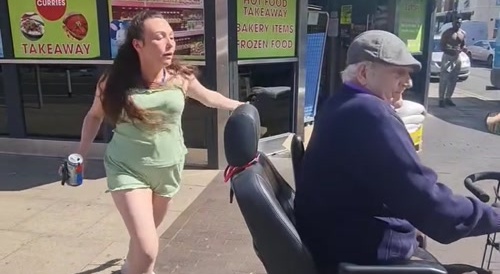 Woman attacks old man