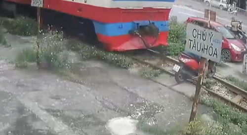 Red Moped Owner Killed By Train In Vietnam