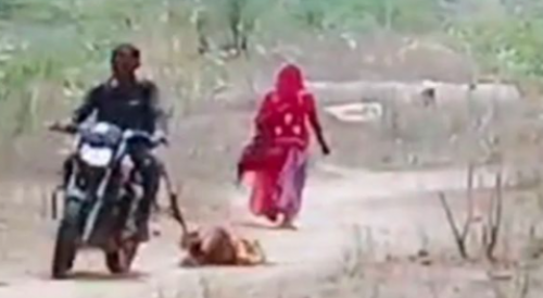 Man ties wife to bike, drags her around village in India