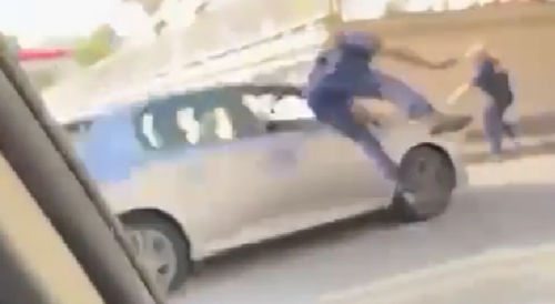 French police officer hit by a fleeing driver