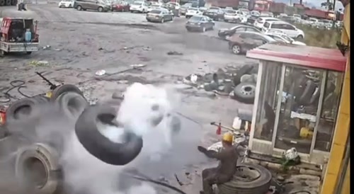 Tire explosion in China.