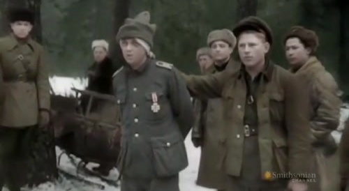 Russian Partisans hang young German soldier 1944/45