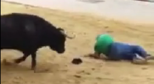 Bull Destroys A Deserving Idiot