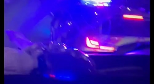 Guy rams a police car during chase and films it