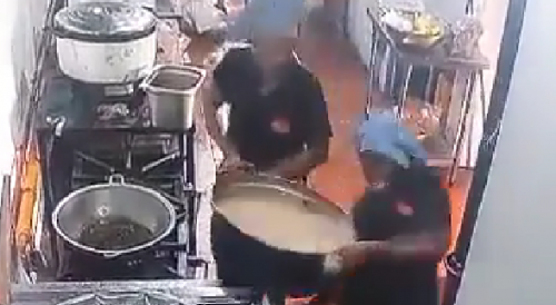 Restaurant Worker Slips And Pours Hot Soup Onto Herself