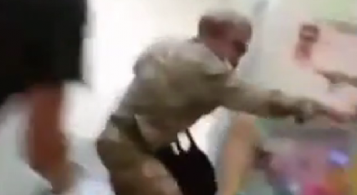 Russian soldier back from the front is beaten up by civilians in a Russian supermarket