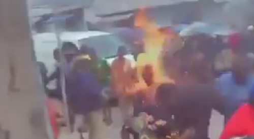 Thief Set On Fire By Vendor In Benin