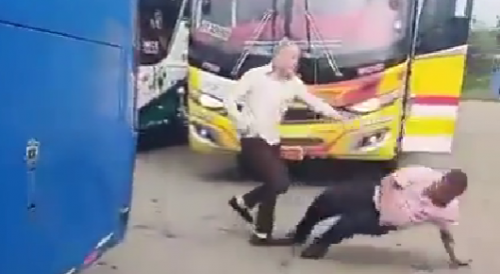 Bus drivers got into a fight, one of them was knocked out