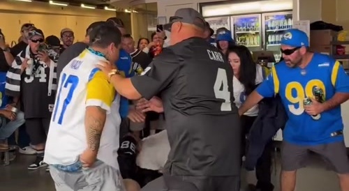 Rams VS Raiders Fans Fight at SoFi Stadium