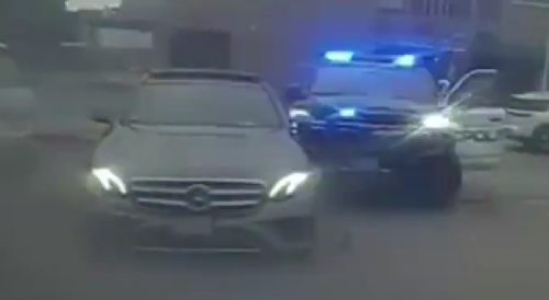 Mercedes driver repeatedly ramming police cruisers in Massachusetts