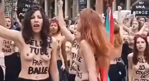 Topless Protesters with Small Boobs