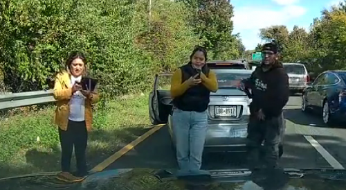 New York insurance scammers reversing into car