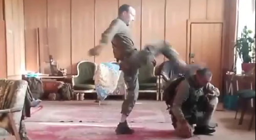 Russian commander beats his soldiers