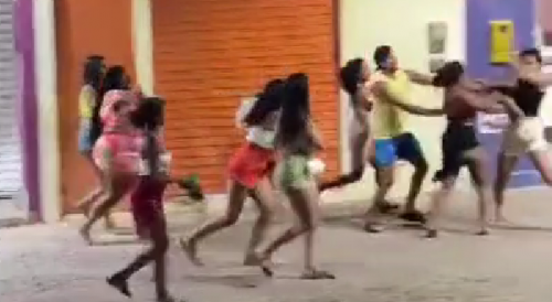 Fight Breaks Out Outswide The Bar In Brazil