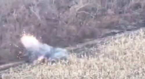 Ukrainian tries to shoot down drone (fails).