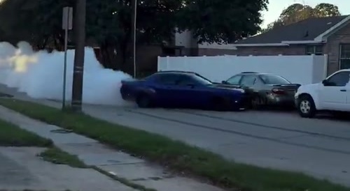 Stupid Idiot Crashes Muscle Car - takes Off