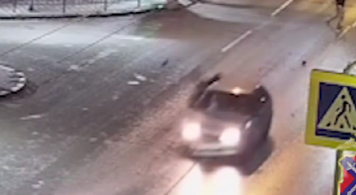 Pedestrian Crossing the Road is Hit By Drunk Driver in Volgograd