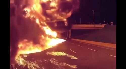 Tanker Truck Explodes On Highway