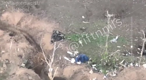 Large Ukrainian trench with 23 dead after artillery attack.