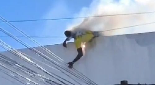 Worker Painting A Store Zapped To Death