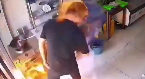 Stupid Idiot Burns his Clothes Off - made in China