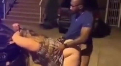 interracial couple has sex on the street