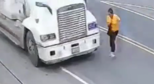 Woman Greeting Friends Hit By Truck