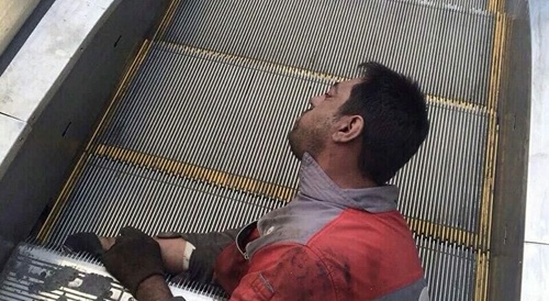 Escalator Repairman Crushed (aftermath photos)