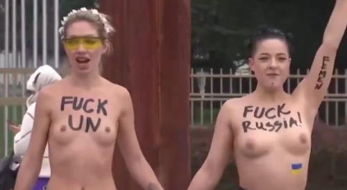 FEMEN Action In Geneva {Flat tits warning}