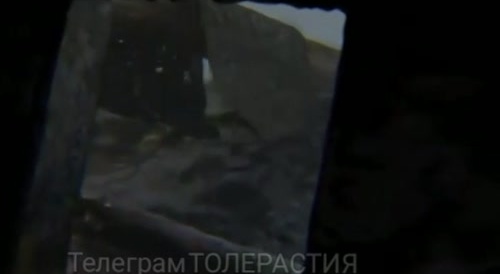 A Ukrainian man filmed the drone's arrival in his rat hole live on air.