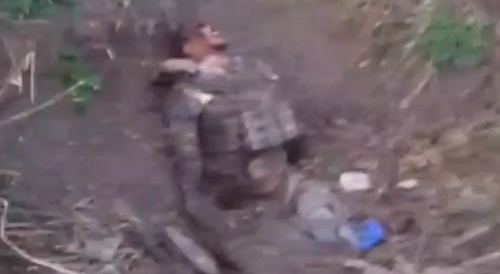 Just a Ukrainian soldier cut in half.