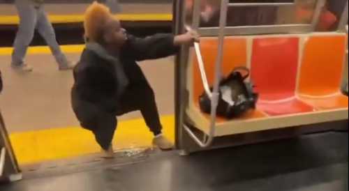 Woman Pissing On New York Subway Train