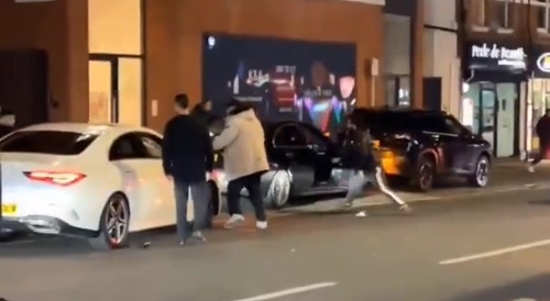 A fight on Willesden High Road, London