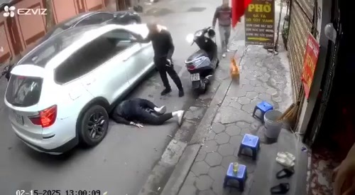 Man jump under car..