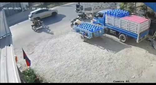 Motorcyclist crashes into parked truck