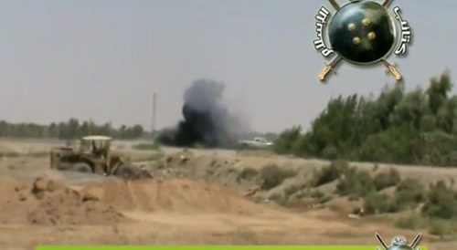 Iraqi army vehicle blown up by the Mujahideen