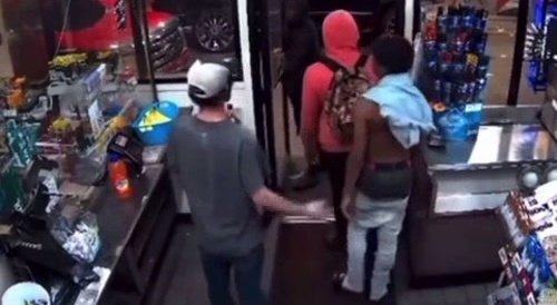 Darkies Steal Cracker's Gun in Ghetto Gas Station