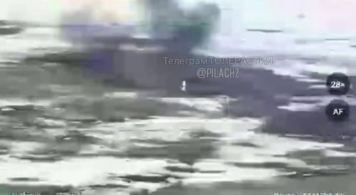 Russian soldier is hit by 3 Ukrainian bomb strapped FPV drones, casually waves it off and walks off like nothing happened