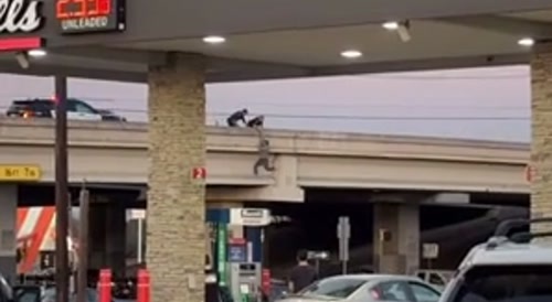 Desperate Criminal Falls Off Overpass