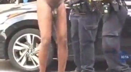 Naked and ashamed black man arrested in Harlem