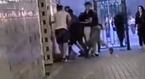 Kyiv, Ukraine. People beat up a military commissar who was catching people for slaughter