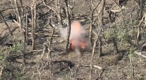 a lone russian is hit by a mortar round